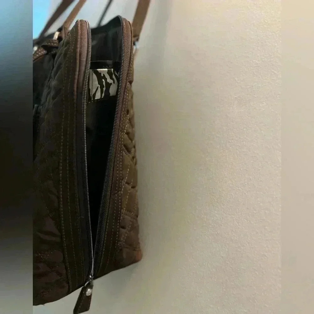 VERA BRADLEY Espresso Brown Microfiber Quilted Laptop Tote - Picture 8 of 12